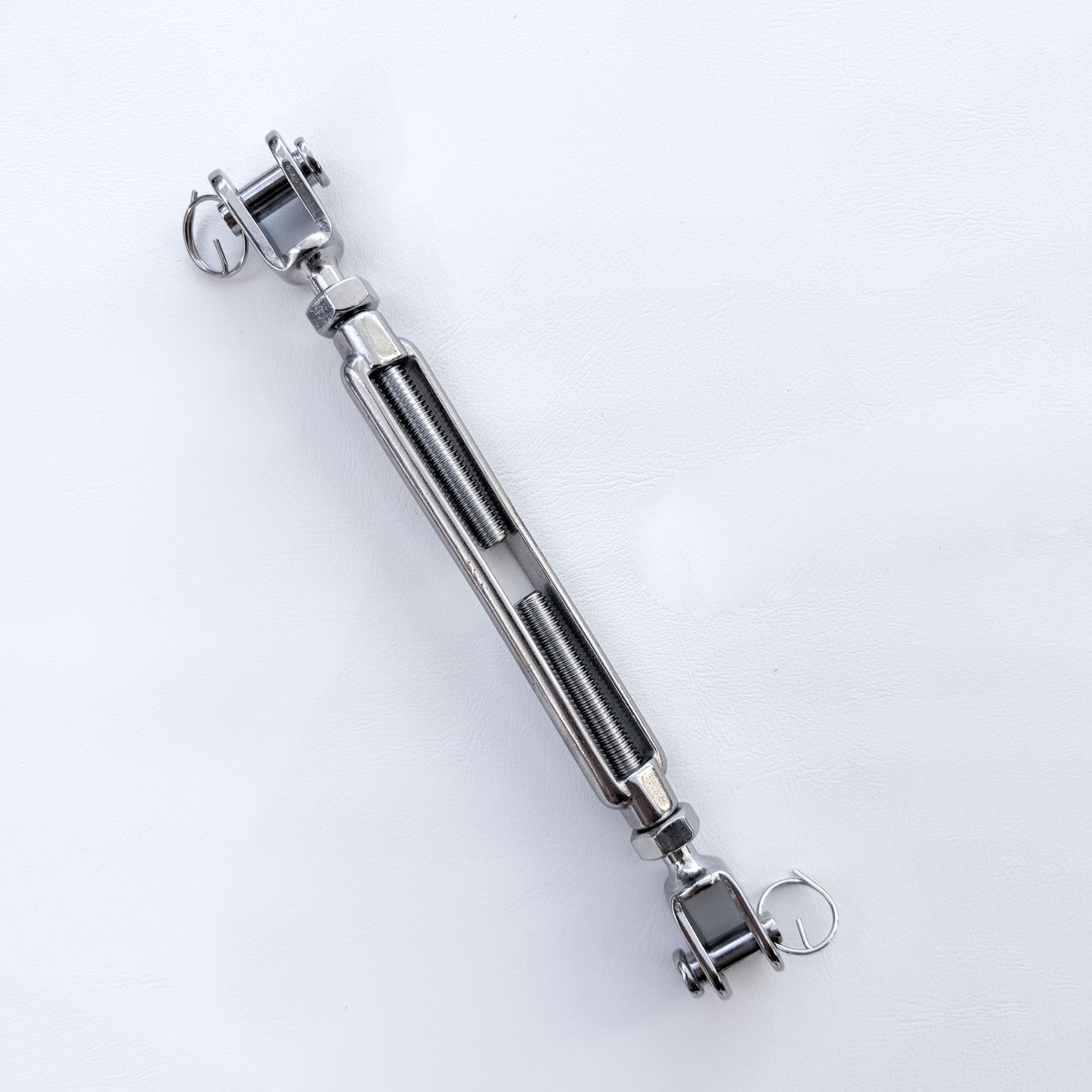 316 stainless steel open body turnbuckle with jaw ends for tensioning a shade sail